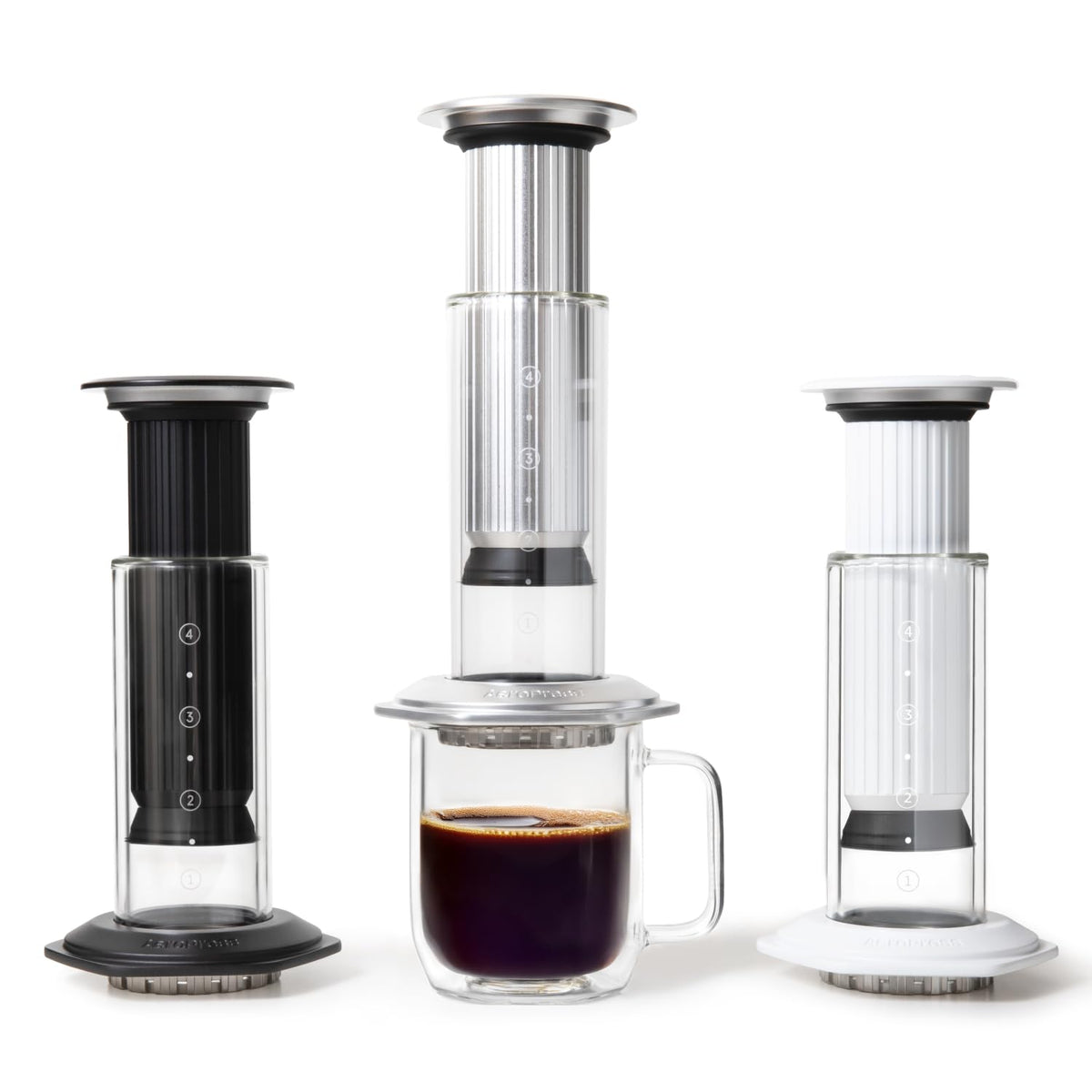 AeroPress Premium Coffee Press, Glass, Stainless Steel & Aluminum, Black