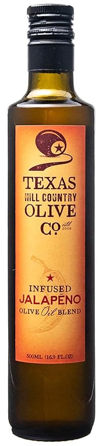 Texas Hill Country Olive Co Jalapeno Infused Olive Oil - Cold Pressed Gourmet EVOO Olive Oil
