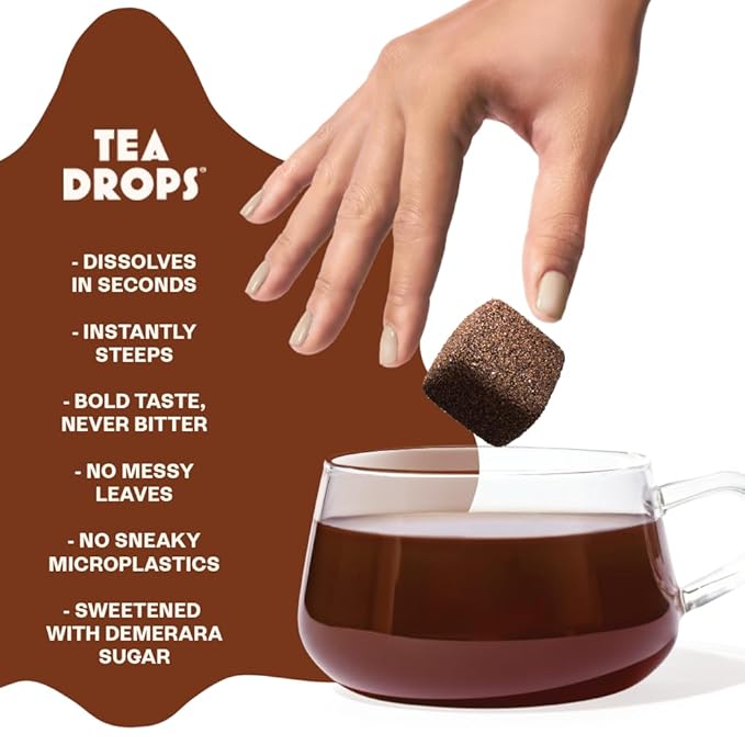 Tea Drops 30 Bulk Pack Organic Chocolate Earl Grey Bagless Tea - Loose Leaf, Lightly Sweetened