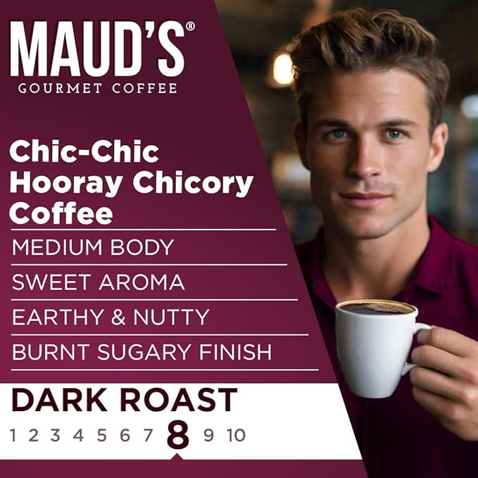 Maud's Chicory Flavored Coffee Pods, 18 ct, Dark Roast Flavored Coffee in Recyclable Single Serve