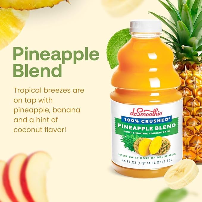 Dr. Smoothie 100% Crushed Pineapple Blend ??No Added Sugar, Made with Real Fruits/Fruit Juice