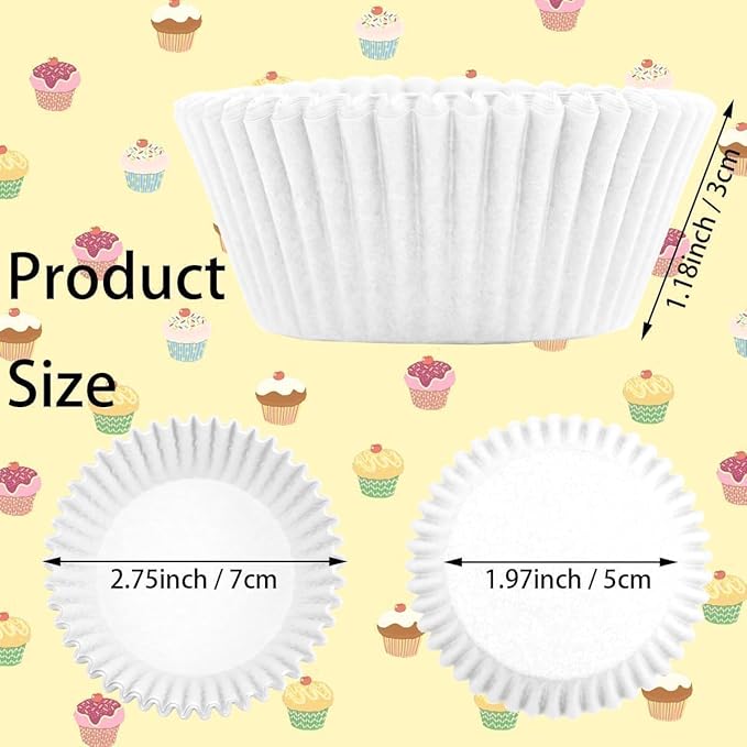 1000 Counts Heavy Duty Standard White Cupcake Liners Paper Cupcake Wrappers Bulk Cup Cake Cases 2