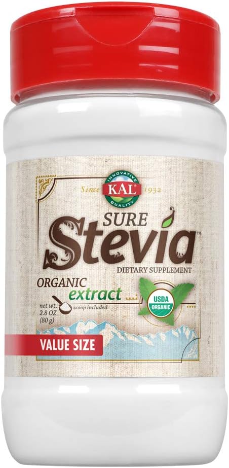 KAL Sure Stevia Extract, Organic Stevia Powder, Low Carb, Zero Calorie Sweetener, Keto Friendly