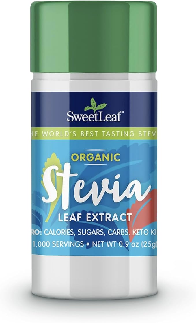 SweetLeaf Organic Pure Stevia Powder Shaker Jar - Zero Calorie Sweetener with Pure Stevia Leaf