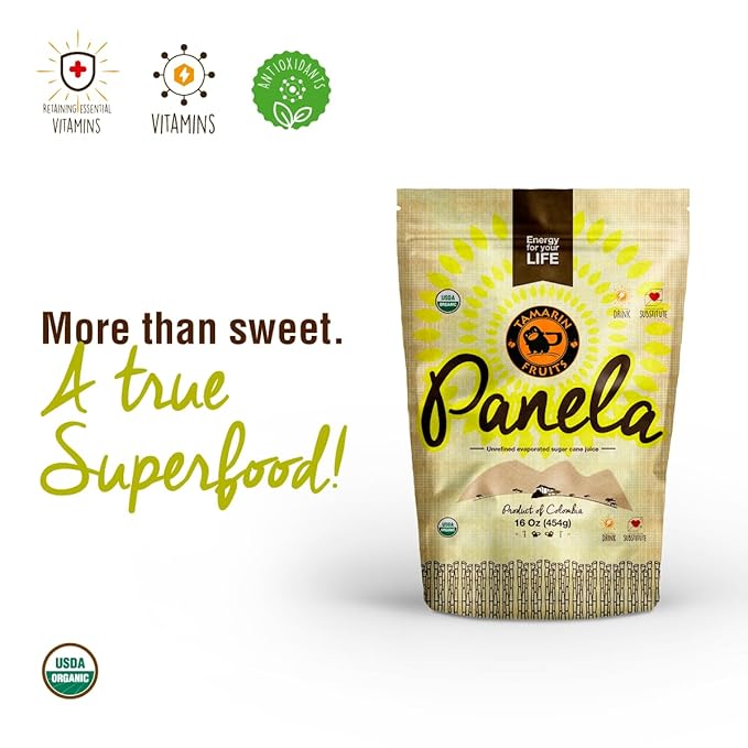 Panela - Unrefined Evaporated Sugar Cane, 1 pound (2 bags)