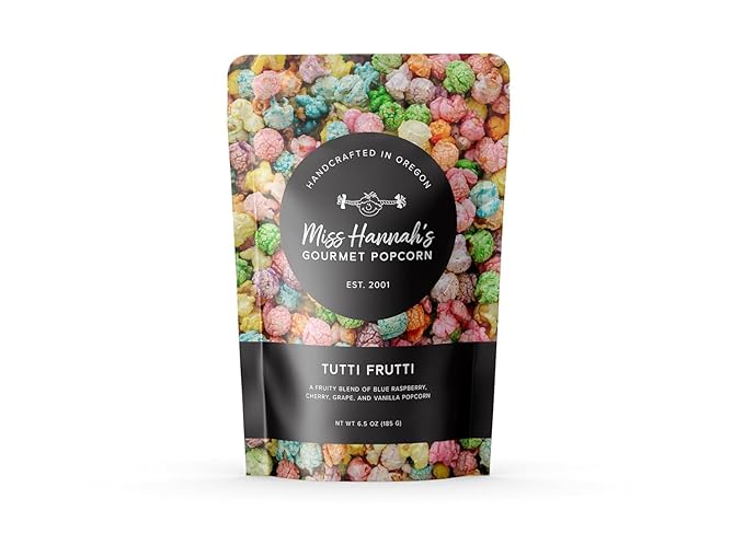Miss Hannah's Gourmet Tutti Frutti Popcorn - Colorful & Flavorful Snack Blend with Blue Raspberry