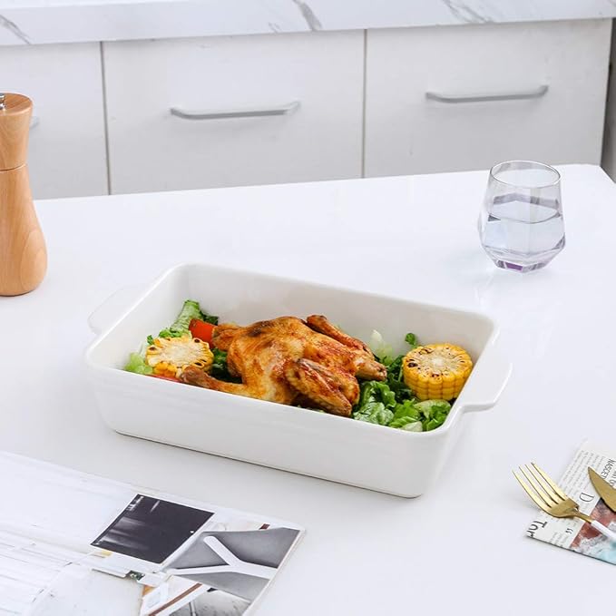 KOOV Bakeware Set, Ceramic Baking Dish Set, Rectangular Casserole Dish Set, lasagna Pan, Baking