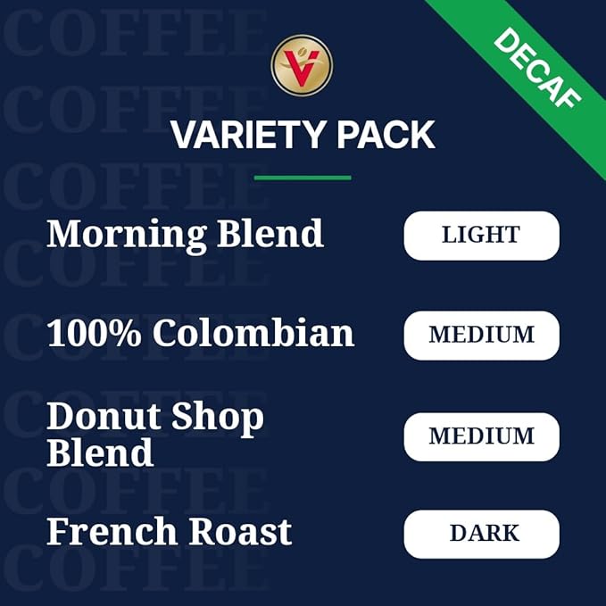 Victor Allen's Coffee Decaf Coffee Variety Pack (Decaf Donut Shop Blend, Morning Blend, French
