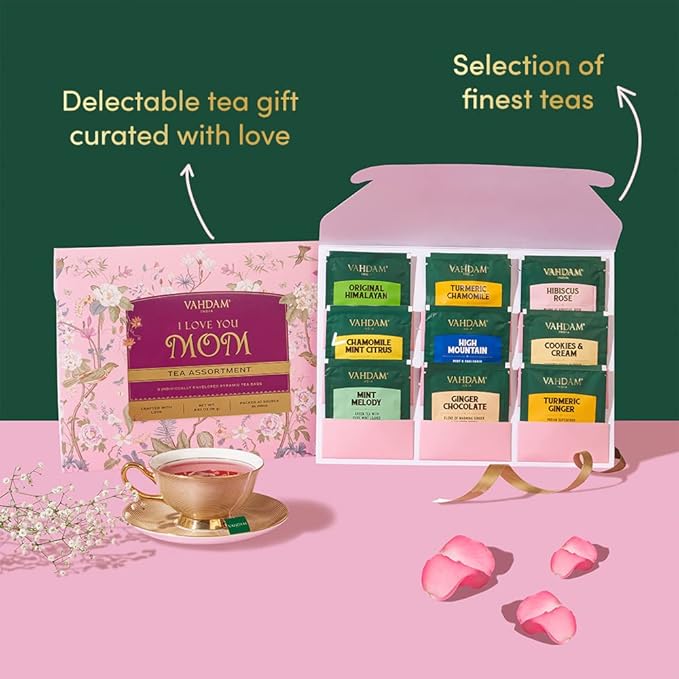 Limited Edition - Gifts for Mom | Assorted Tea Gift Set - 9 Tea Variety Pack | Long Leaf Pyramid