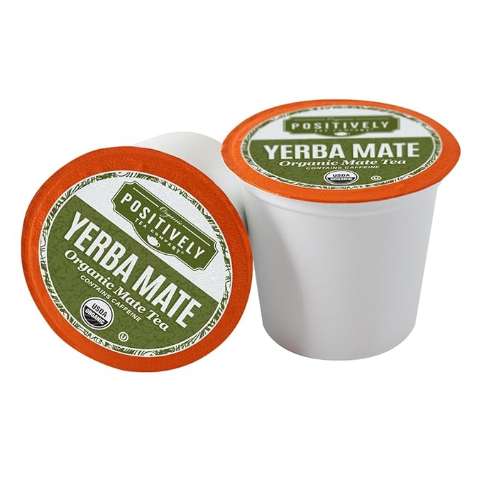 Organic Positively Tea Company, Yerba Mate Tea (Unsmoked), K-Cup Compatible, 24 Pods