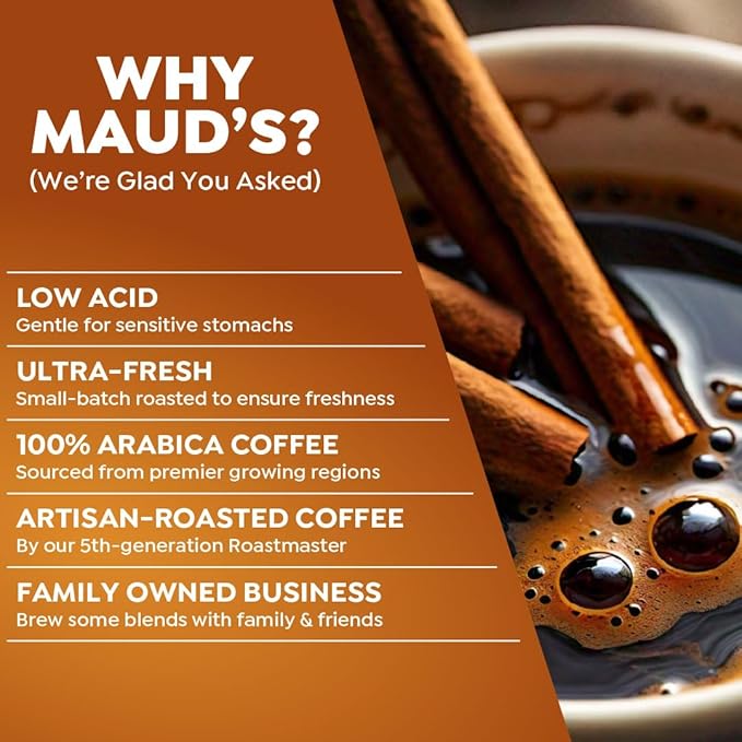 Maud's Cinnamon Roll Flavored Coffee Pods, 50 ct, Medium Roast Flavored Coffee in Recyclable Single
