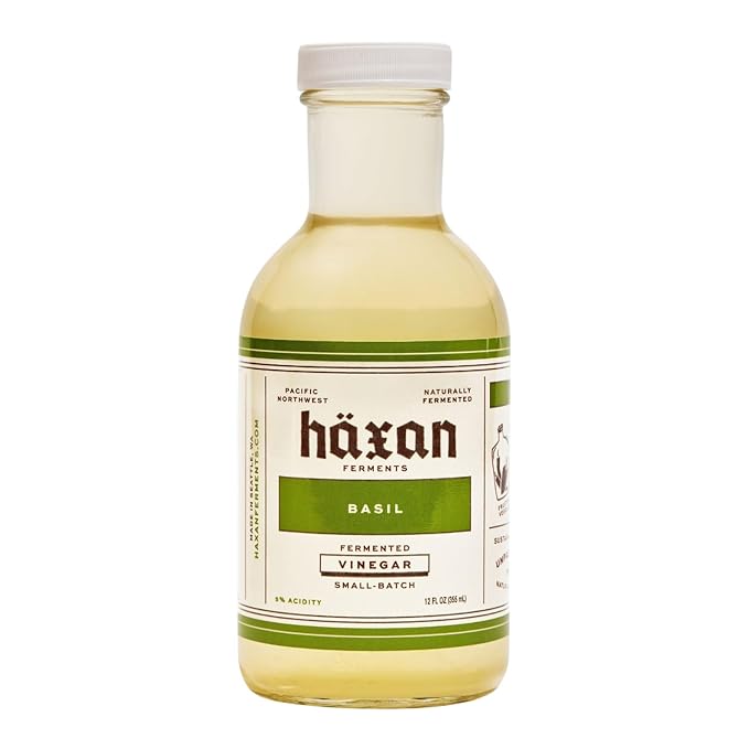 Haxan Ferments Basil Vinegar - Made with Fresh Italian Basil from Hima Farms | Herby, Aromatic &