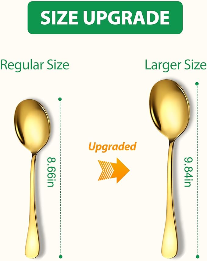 Stainless Steel Serving Spoons Set, 6pc, 10-Inch, Includes 6 Large Spoons, for