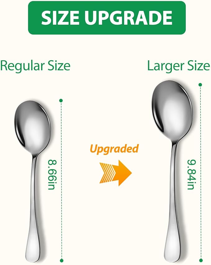 Stainless Steel Serving Spoons Set, 6pc, 10-Inch, Includes 6 Large Spoons, for