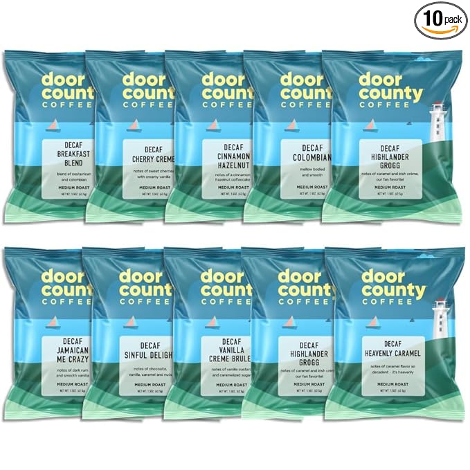Gourmet Flavored Decaf Coffee Sampler Pack - 10 Bags of Unique Flavored Coffees ??100% Specialty