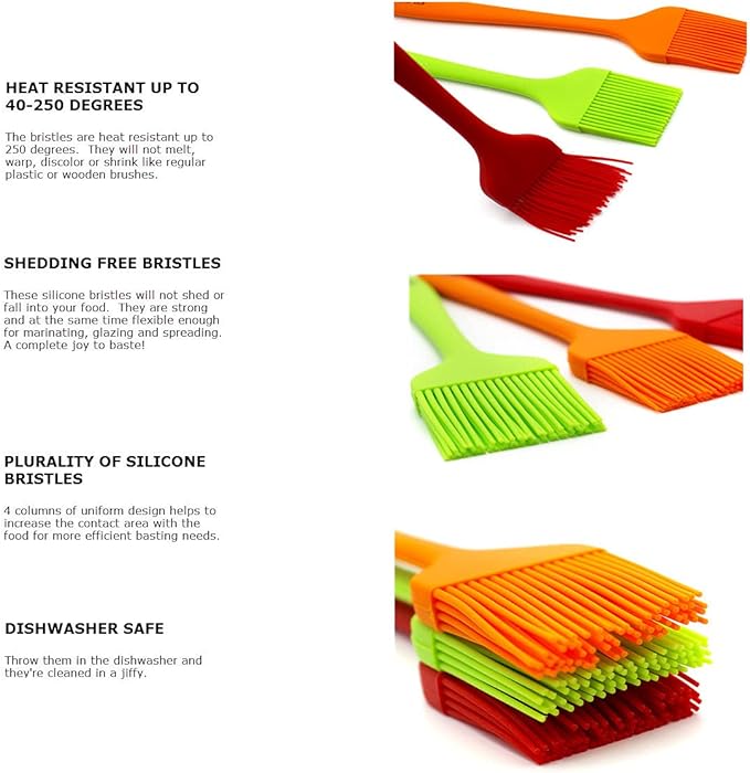 10" Silicone Pastry Basting BIG SIZE Brushes Heat Resistant BPA Free for BBQ Grill Barbecue &