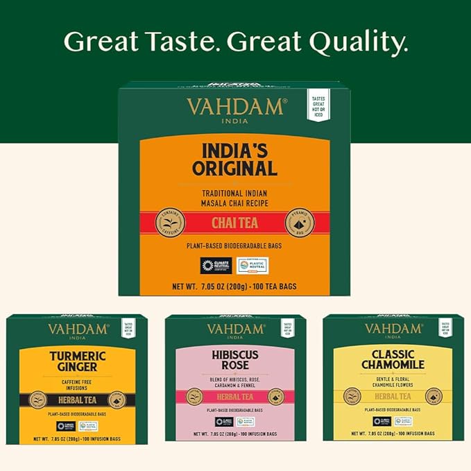 VAHDAM, India's Original Masala Chai Tea Bags (100 Count) No Added Flavoring | Blended w/Exotic