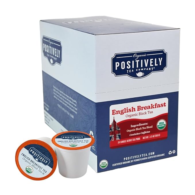 Organic Positively Tea Company, English Breakfast Black Tea, K-Cup Compatible, 24 Pods