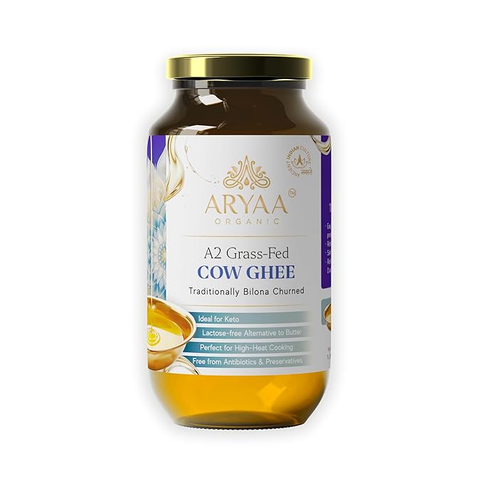 Aryaa Organic A2 Ghee | Grass-fed Cow Ghee, Bilona Method |1Liter (34 fl oz) | Premium Ayurvedic