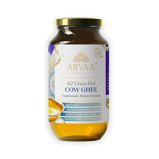 Aryaa Organic A2 Ghee | Grass-fed Cow Ghee, Bilona Method |1Liter (34 fl oz) | Premium Ayurvedic