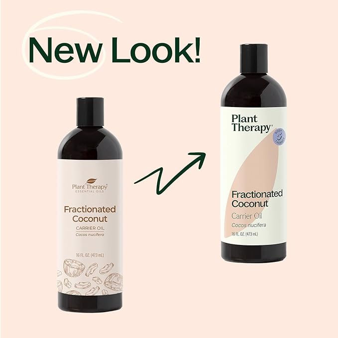 Plant Therapy Fractionated Coconut Oil for Skin, Hair, Body, Diluted Essential Oils, 100% Pure