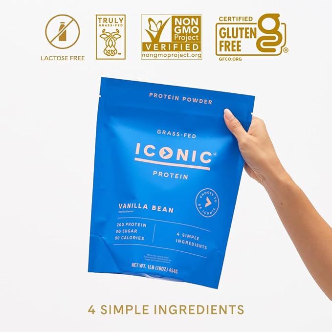 ICONIC Protein Powder, Vanilla Bean - Sugar Free, Low Carb Protein Powder - Lactose Free, Gluten