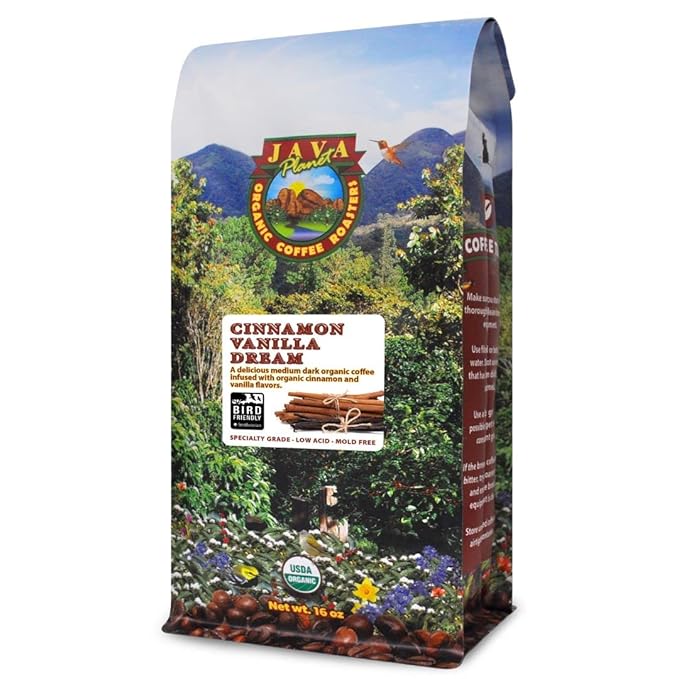 Low Acid Organic Coffee ??Whole Bean, Mold-Free & Stomach Friendly by Java Planet, Cinnamon and