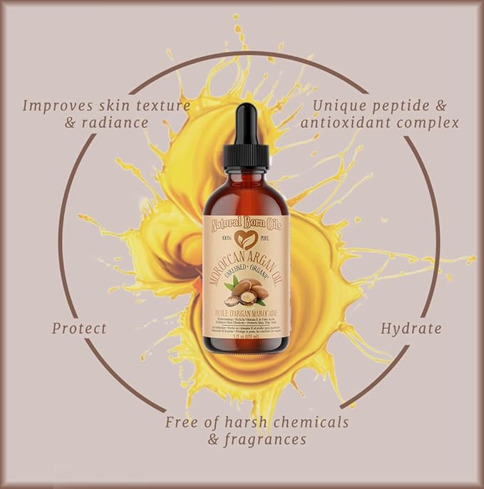 8oz Moroccan Argan Oil, 100% Pure and Natural, Cold-pressed, Organic ??Works Magic on Your Skin and