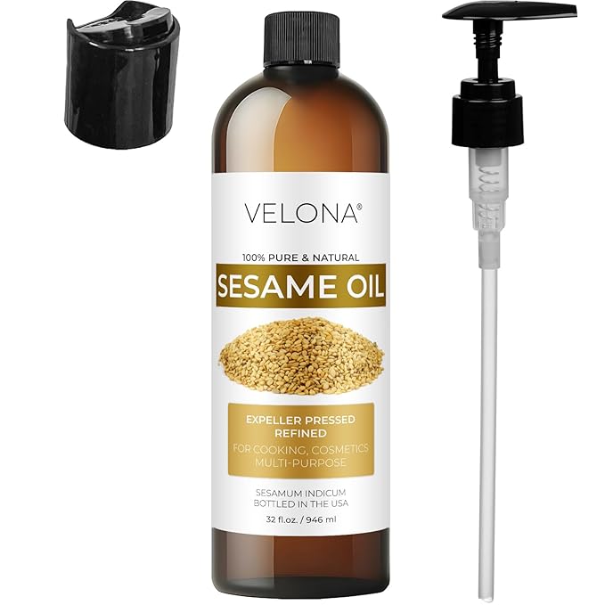 Sesame Seed Oil by Velona - 32 fl oz | 100% Pure and Natural Carrier Oil | Refined, Expeller