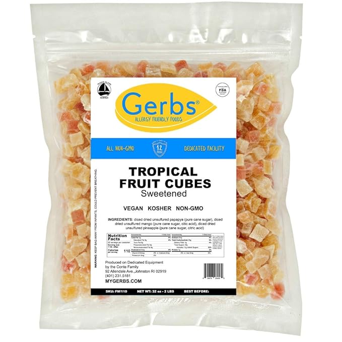 Gerbs Tropical Dried Fruit Snack Mix 2 lbs. | Unsulfured, No Additives, Resealable Bag | Lightly