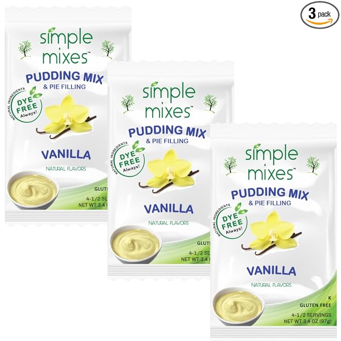 Simple Mixes Natural Instant Pudding & Pie Filling Mix, Healthy Snack, Vanilla, Gluten and Dye