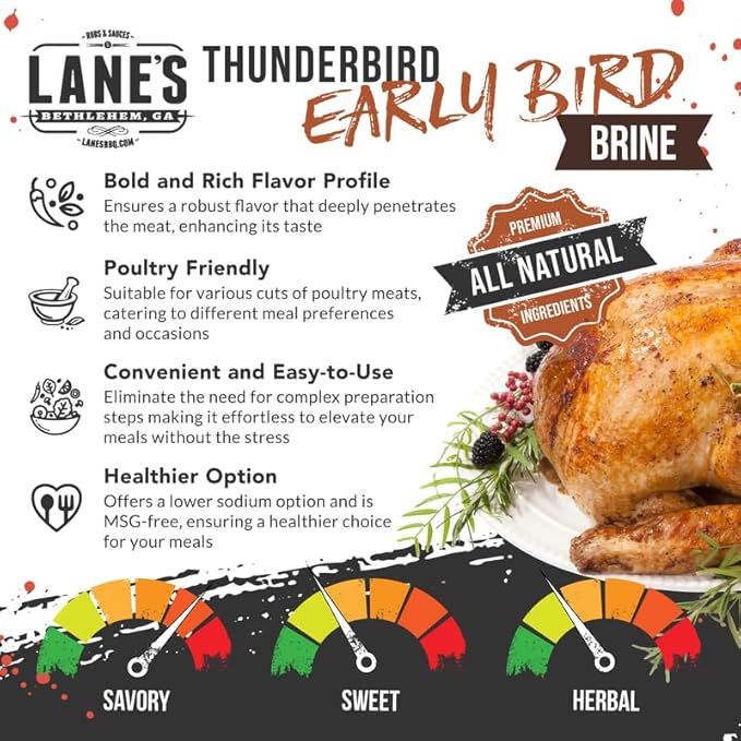 Lane's Thunderbird Early Bird Turkey Brine Mix, All-Natural Chicken Brine Seasoning for Marinating