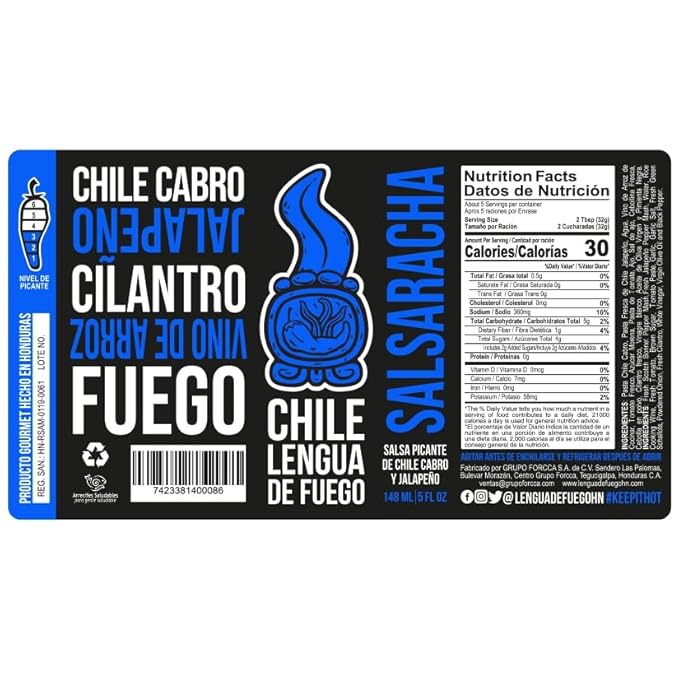 Hot Sauce | Chile Lengua de Fuego (Pack of 2, Salsaracha) – Medium Heat Garlic & Jalapeño