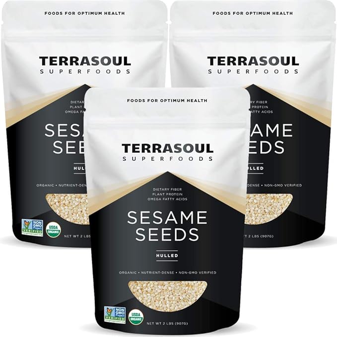 Terrasoul Superfoods Organic Hulled Sesame Seeds, 6 Lbs (3 Pack) - Perfect for Tahini | Gluten-free