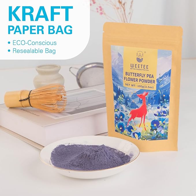 WT WEETEE Butterfly Pea Flower Powder, 100% Natural & Pure from Blue Butterfly Pea Flowers