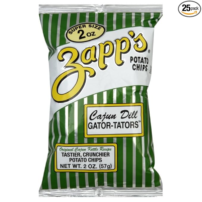 Zapps Cajun Dill Gatortator Zapps, 2-Ounce Bags (Pack of 25)
