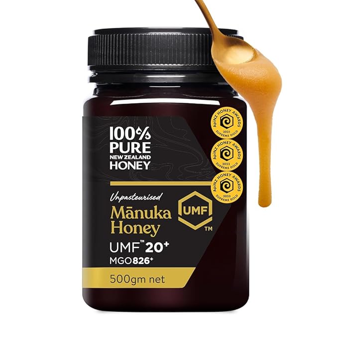 100% Pure New Zealand Honey UMF 20+ MGO 826+ Raw Manuka Honey, Unfiltered Certified Award Winning