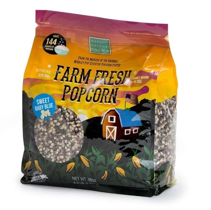 Wabash Valley Farms Popcorn Kernels - Sweet Baby Blue Kernels, Non-GMO Popping Corn (6 lb)