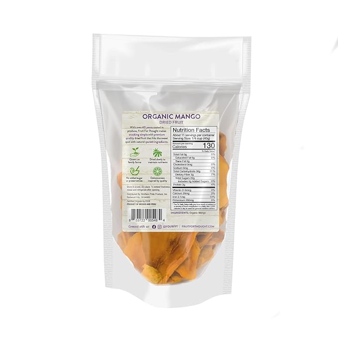 Fruit for Thought Organic Dried Mango | Dried Fruit Snack Packs Ideal for the Family | No Sugar
