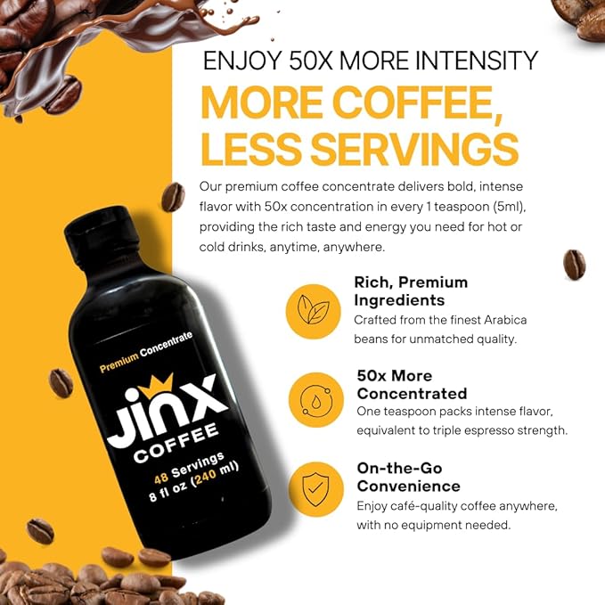 Jinx Coffee Concentrate – 50x Stronger Cold Brew Coffee | Strong Caffeine Concentrated Liquid