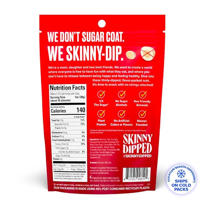 SkinnyDipped Peppermint and Mocha Splash Almonds Variety Pack Bundle, Healthy Snack, Plant Protein