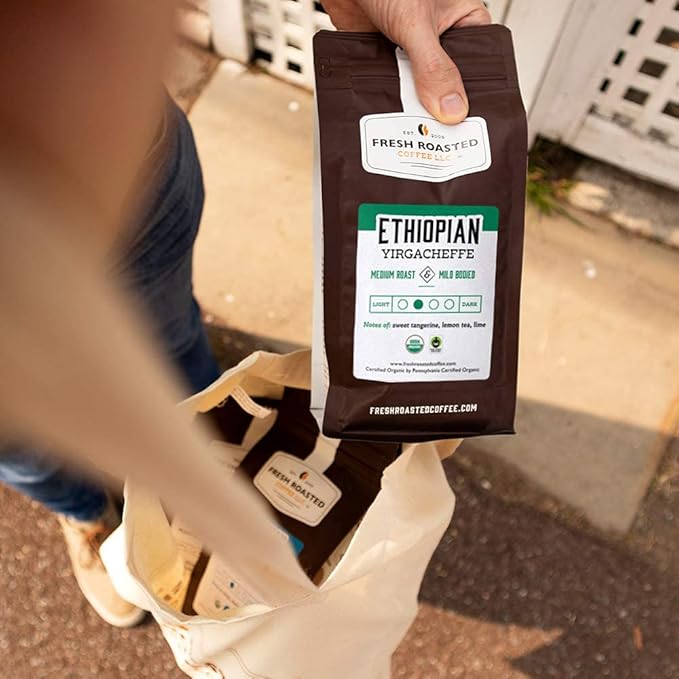 Fresh Roasted Coffee, Organic Ethiopian Yirgacheffe | USDA Organic, Mold & Myco 3rd Party Tested