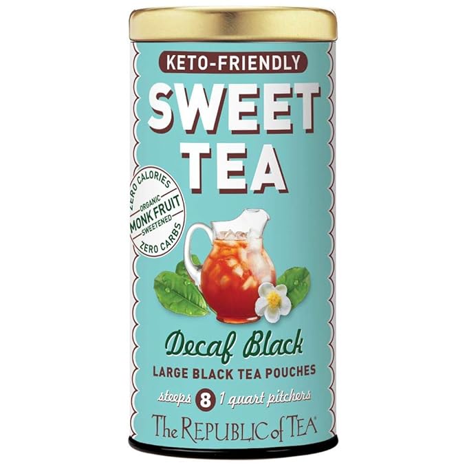 The Republic of Tea – Keto-Friendly Sweet Iced Decaf Black Tea, 8 Large Quart-Sized Iced Tea