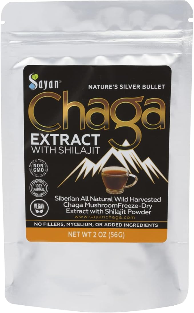 Sayan Siberian Chaga Mushroom Extract with Shilajit Powder (2 oz) ??Organic Antioxidant Tea