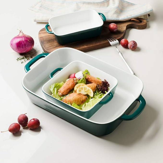 Sweejar Ceramic Bakeware Set, Rectangular Baking Dish for Cooking, Kitchen, Cake Dinner, Banquet