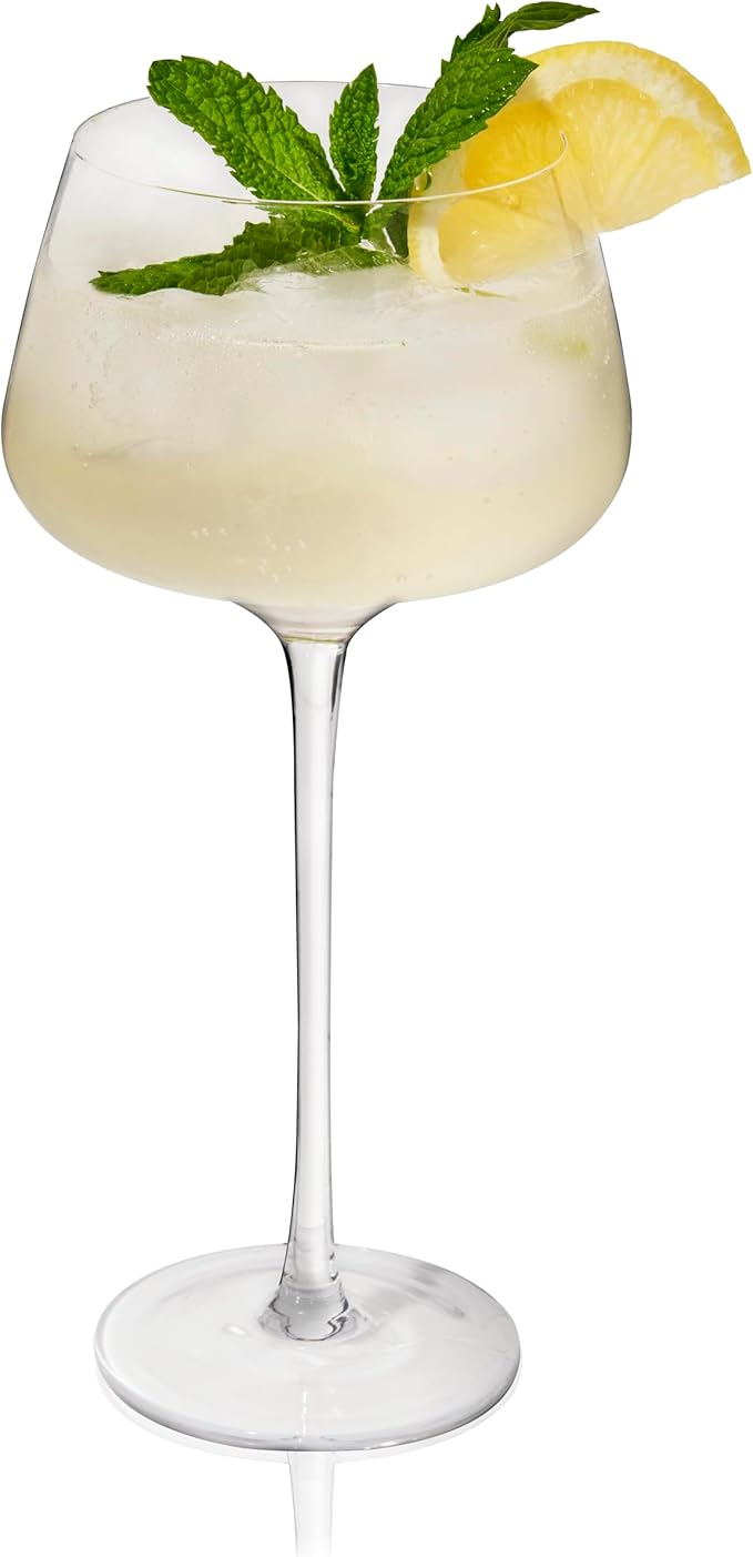 Viski Angled Stemmed Cocktail Glasses for Aperol Spritz, Campari Spritz, Tonic, Classic Cocktails