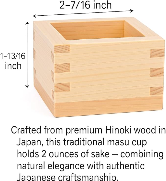 JapanBargain 3323x2, Wooden Sake Cups Masu Japanese Hinoki Wood Saki Cup Box Made in Japan, Plain