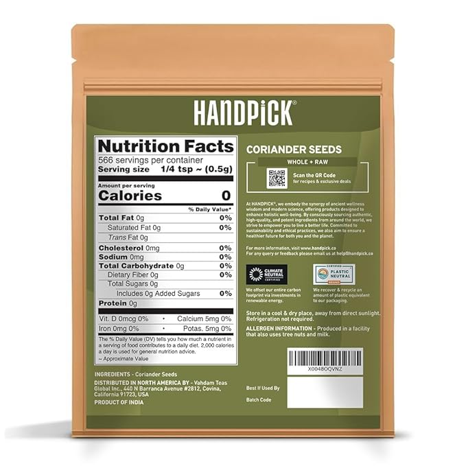 HANDPICK Whole Coriander Seed (283g/10oz) Premium Grade | Pure & Flavorful Coriander Seeds - Indian