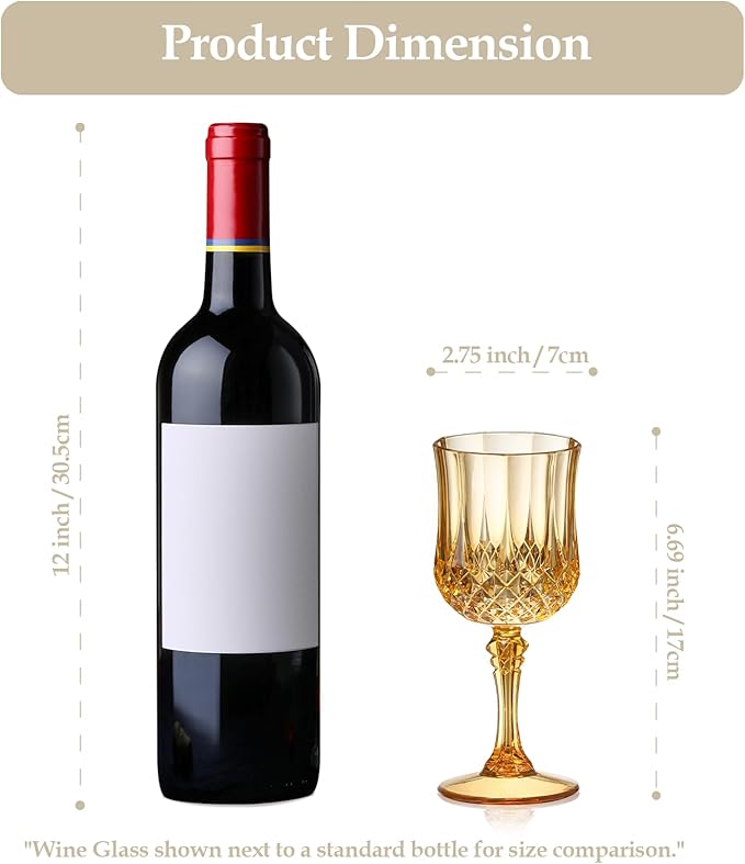 XUWAIDSGN 16 Pcs 7oz Plastic Vintage Wine Glasses Drinking Glasses Unbreakable Wedding Glassware