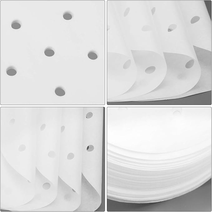Beasea Air Fryer Parchment Paper 11 Inch, 200pcs Disposable White Perforated Parchment Paper for
